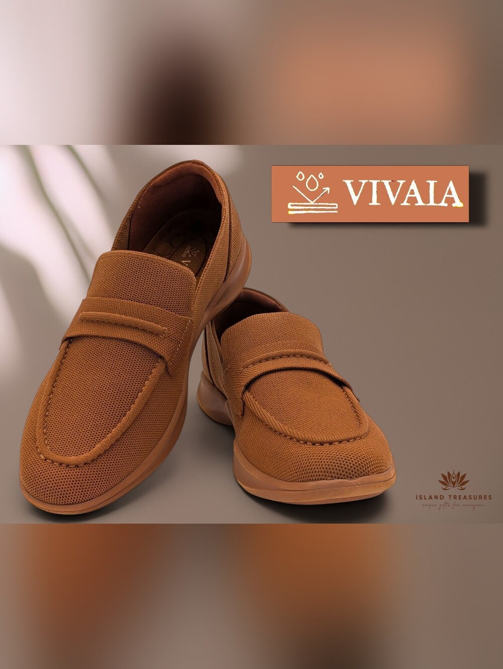 Vivaia Sz 10 Women's Brown Knit Penny Loafers Washable Sustainable Slip-On Flats